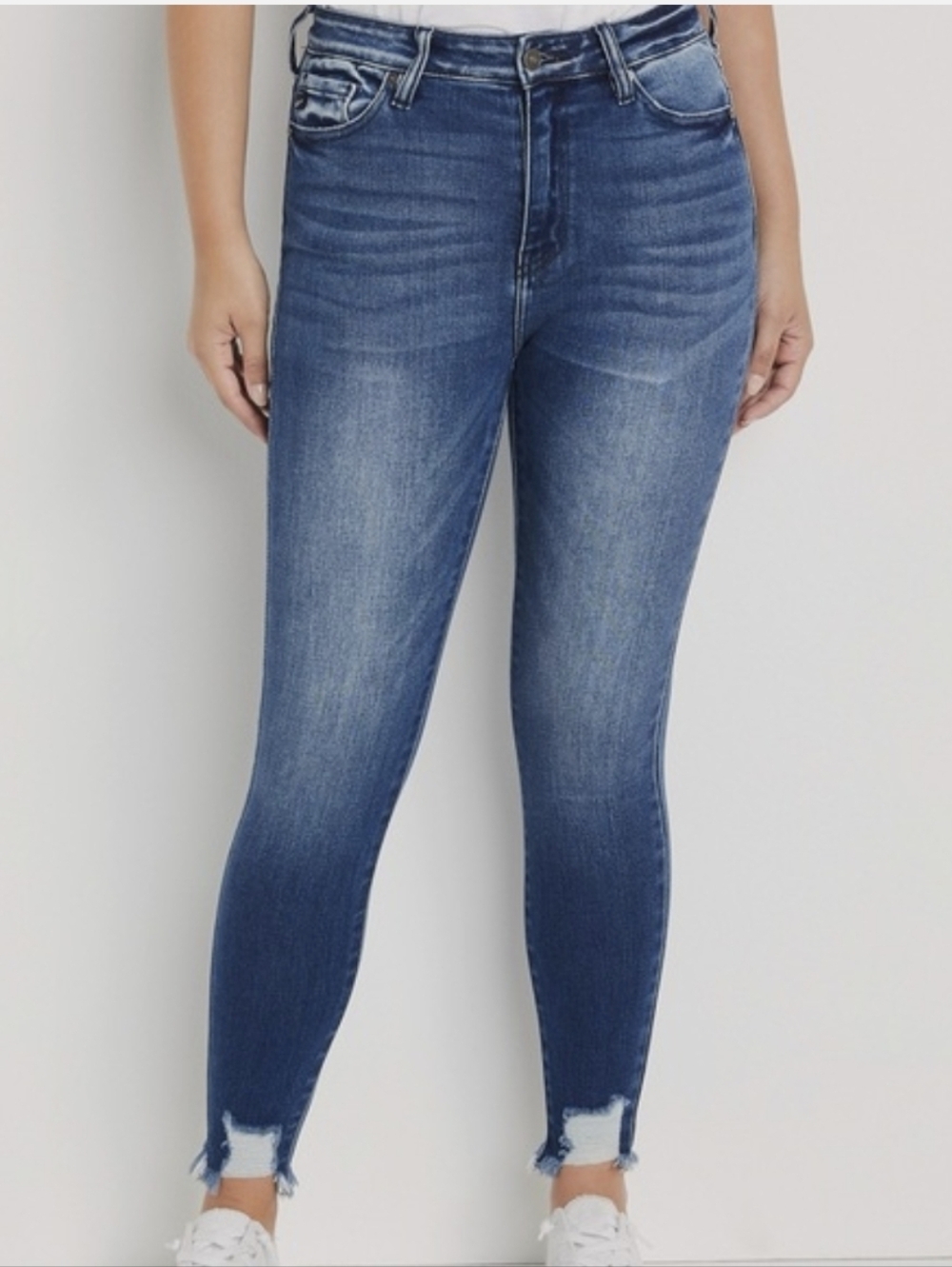 KanCan for Maurices Distressed Raw Frayed Hem Blue Skinny Jeans Size 30